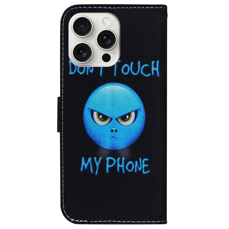For iPhone 16 Pro Max Coloured Drawing Flip Leather Phone Case(Anger)