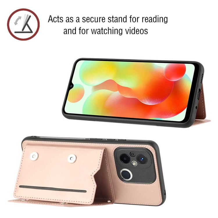 For Xiaomi Redmi 12C / 11A Skin Feel PU + TPU + PC Card Slots Phone Case(Rose Gold)