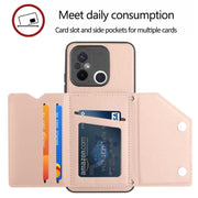 For Xiaomi Redmi 12C / 11A Skin Feel PU + TPU + PC Card Slots Phone Case(Rose Gold)