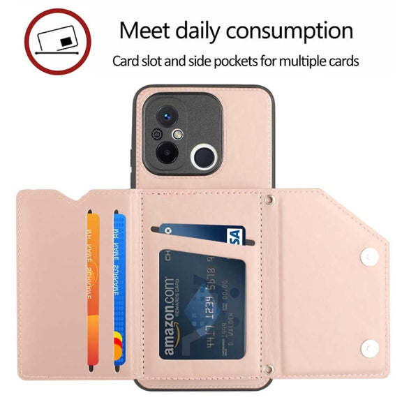 For Xiaomi Redmi 12C / 11A Skin Feel PU + TPU + PC Card Slots Phone Case(Rose Gold)