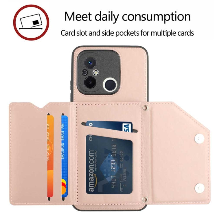 For Xiaomi Redmi 12C / 11A Skin Feel PU + TPU + PC Card Slots Phone Case(Rose Gold)