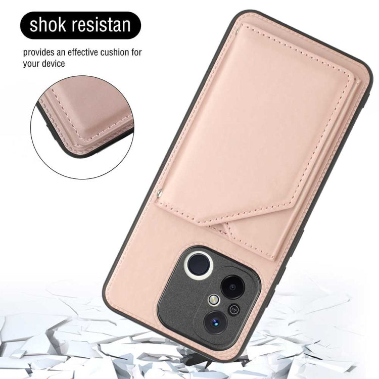 For Xiaomi Redmi 12C / 11A Skin Feel PU + TPU + PC Card Slots Phone Case(Rose Gold)