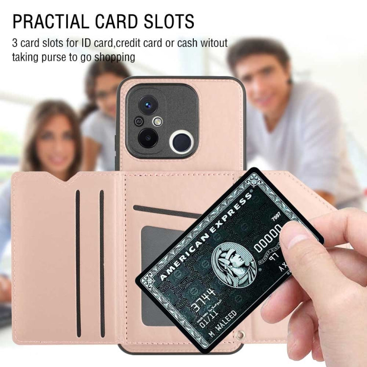 For Xiaomi Redmi 12C / 11A Skin Feel PU + TPU + PC Card Slots Phone Case(Rose Gold)