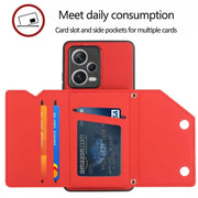 For Xiaomi Redmi Note 12 Pro 5G Skin Feel PU + TPU + PC Card Slots Phone Case(Red)