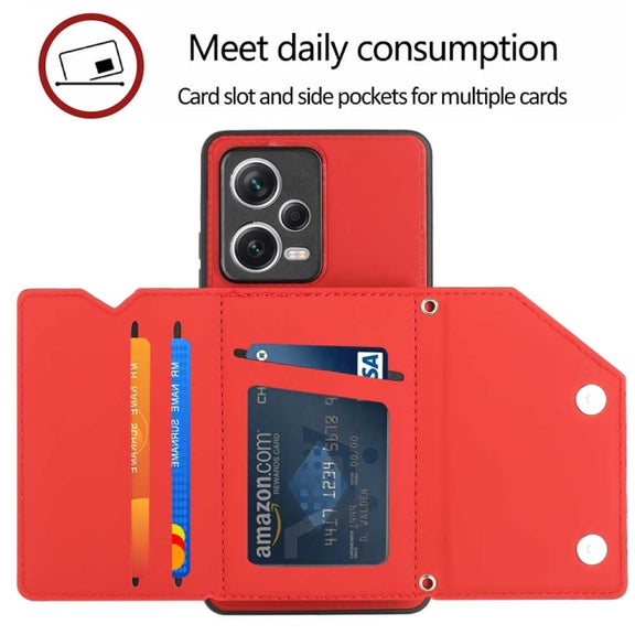 For Xiaomi Redmi Note 12 Pro 5G Skin Feel PU + TPU + PC Card Slots Phone Case(Red)