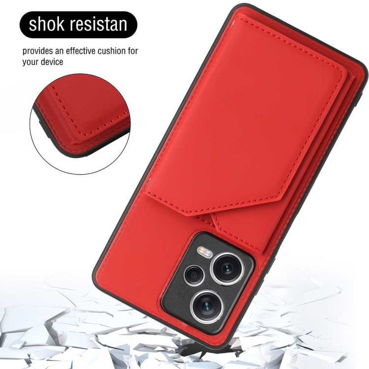 For Xiaomi Redmi Note 12 Pro 5G Skin Feel PU + TPU + PC Card Slots Phone Case(Red)