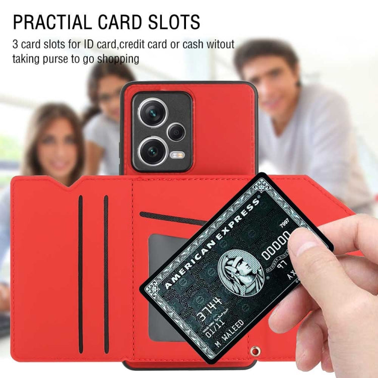 For Xiaomi Redmi Note 12 Pro 5G Skin Feel PU + TPU + PC Card Slots Phone Case(Red)
