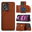 For Xiaomi Redmi Note 12 Pro+ 5G Global Skin Feel PU + TPU + PC Card Slots Phone Case(Brown) - Xiaomi Cases by PMC TechLife | Online Shopping South Africa | PMC TechLife | Buy Now Pay Later Mobicred