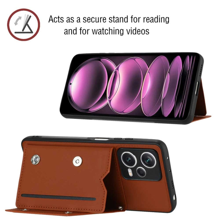 For Xiaomi Redmi Note 12 Pro+ 5G Global Skin Feel PU + TPU + PC Card Slots Phone Case(Brown)