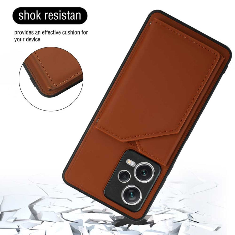 For Xiaomi Redmi Note 12 Pro+ 5G Global Skin Feel PU + TPU + PC Card Slots Phone Case(Brown)