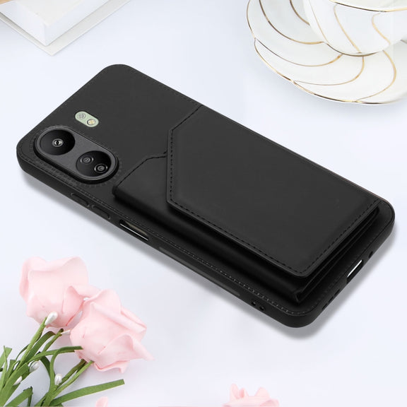 For Xiaomi Redmi 13C 4G / Poco C65 Skin Feel PU + TPU + PC Card Slots Phone Case(Black)