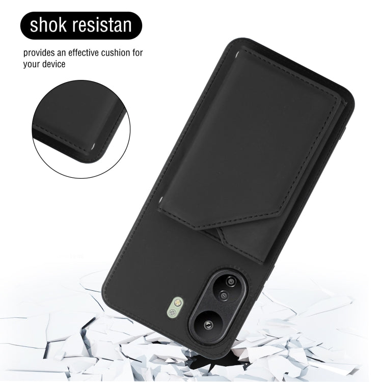 For Xiaomi Redmi 13C 4G / Poco C65 Skin Feel PU + TPU + PC Card Slots Phone Case(Black)