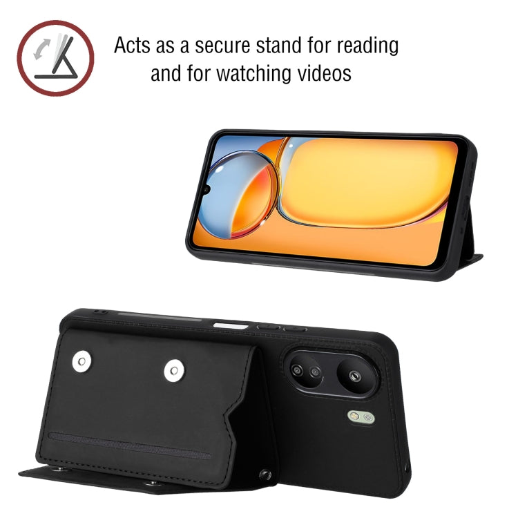 For Xiaomi Redmi 13C 4G / Poco C65 Skin Feel PU + TPU + PC Card Slots Phone Case(Black)