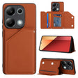 For Xiaomi Redmi Note 13 Pro 4G Global Skin Feel PU + TPU + PC Card Slots Phone Case(Brown) - Note 13 Cases by PMC TechLife | Online Shopping South Africa | PMC TechLife | Buy Now Pay Later Mobicred