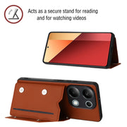 For Xiaomi Redmi Note 13 Pro 4G Global Skin Feel PU + TPU + PC Card Slots Phone Case(Brown)