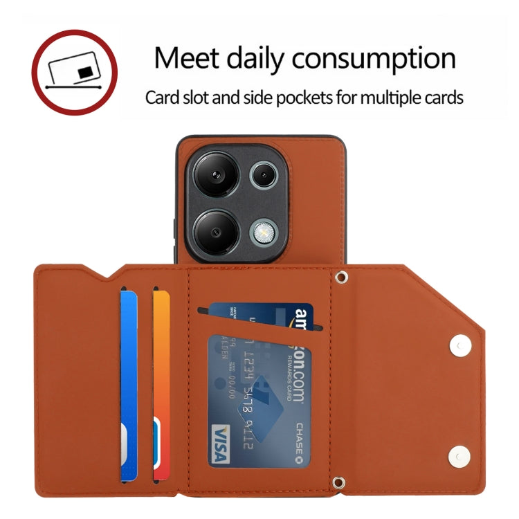 For Xiaomi Redmi Note 13 Pro 4G Global Skin Feel PU + TPU + PC Card Slots Phone Case(Brown)
