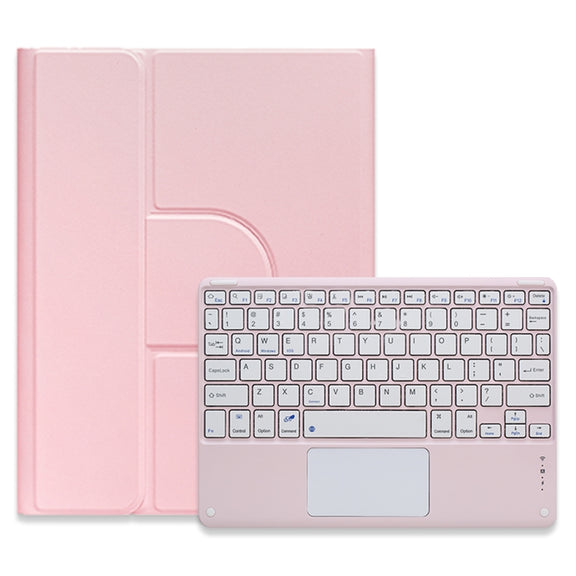 For iPad 10.2 2021 / Air 2019 Square Button 360 Degree Rotatable Bluetooth Keyboard Leather Case with Touchpad(Pink)