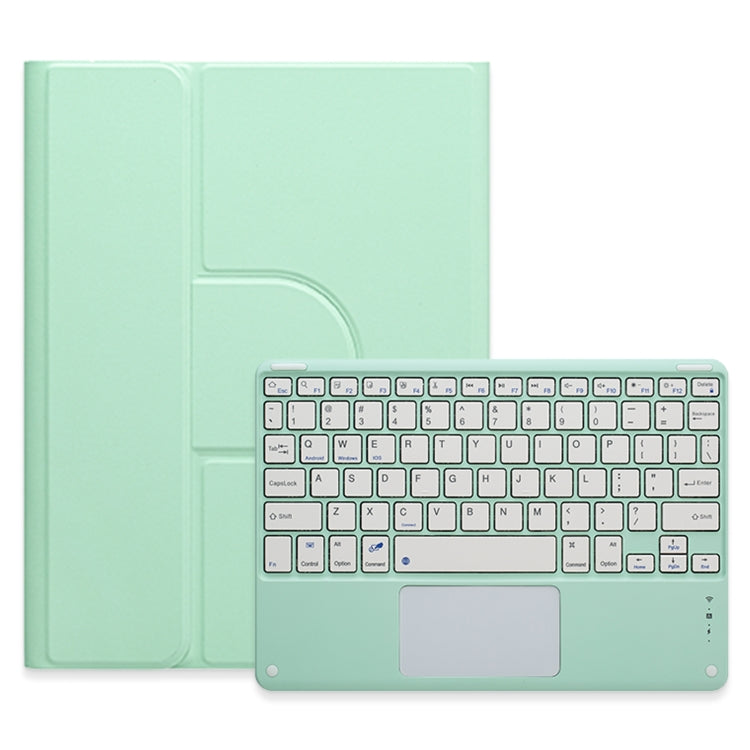 For iPad 10th Gen 10.9 2022 Square Button 360 Degree Rotatable Bluetooth Keyboard Leather Case with Touchpad(Mint Green)