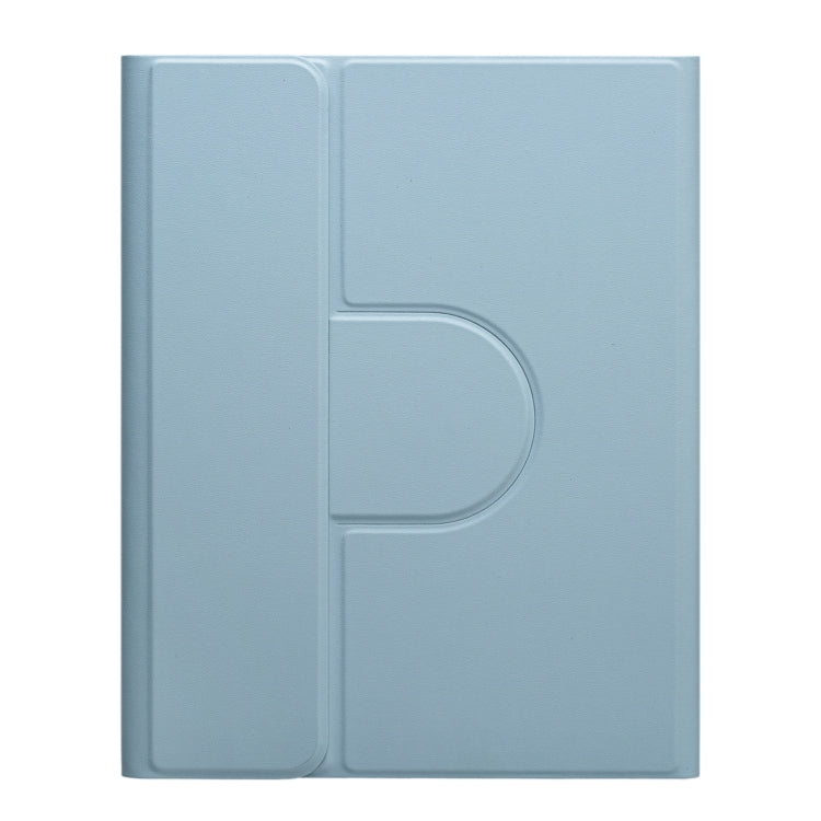 For iPad 10th Gen 10.9 2022 Square Button 360 Degree Rotatable Bluetooth Keyboard Leather Case with Touchpad(Mist Blue)