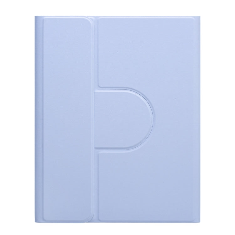 For iPad 10th Gen 10.9 2022 Square Button 360 Degree Rotatable Bluetooth Keyboard Leather Case with Touchpad(Light Purple)