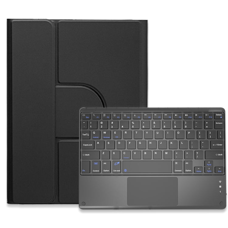 For iPad 10th Gen 10.9 2022 Square Button 360 Degree Rotatable Bluetooth Keyboard Leather Case with Touchpad(Black)