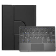 For iPad 10th Gen 10.9 2022 Square Button 360 Degree Rotatable Bluetooth Keyboard Leather Case with Touchpad(Black)