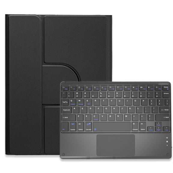 For iPad 10th Gen 10.9 2022 Square Button 360 Degree Rotatable Bluetooth Keyboard Leather Case with Touchpad(Black)