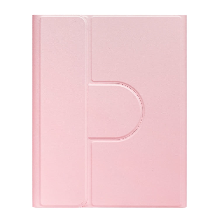 For iPad 10th Gen 10.9 2022 Square Button 360 Degree Rotatable Bluetooth Keyboard Leather Case with Touchpad(Pink)