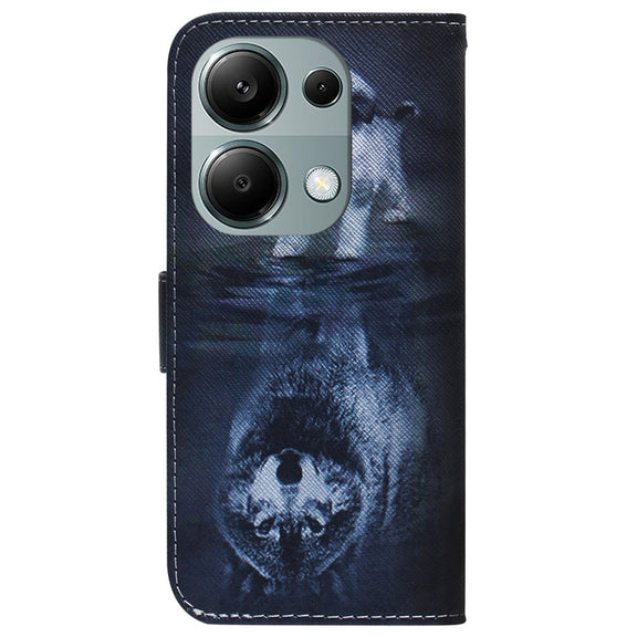 For Xiaomi Redmi Note 13 Pro 4G Coloured Drawing Flip Leather Phone Case(Wolf and Dog)