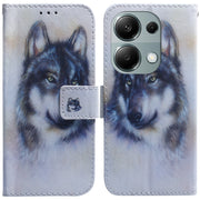 For Xiaomi Poco M6 Pro 4G Coloured Drawing Flip Leather Phone Case(White Wolf)