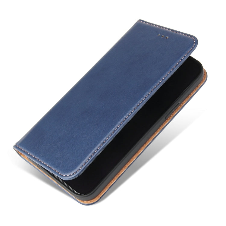 For iPhone 15 Fierre Shann PU Genuine Leather Texture Phone Case(Blue)