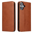 For iPhone 16 Plus Fierre Shann PU Genuine Leather Texture Phone Case(Brown) - iPhone 16 Plus Cases by FIERRE SHANN | Online Shopping South Africa | PMC TechLife | Buy Now Pay Later Mobicred