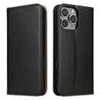 For iPhone 16 Pro Fierre Shann PU Genuine Leather Texture Phone Case(Black) - iPhone 16 Pro Cases by FIERRE SHANN | Online Shopping South Africa | PMC TechLife | Buy Now Pay Later Mobicred