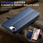 For iPhone 16e Fierre Shann PU Genuine Leather Texture Phone Case(Blue)