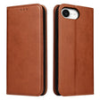 For iPhone 16e Fierre Shann PU Genuine Leather Texture Phone Case(Brown) - iPhone 16e Cases by FIERRE SHANN | Online Shopping South Africa | PMC TechLife | Buy Now Pay Later Mobicred