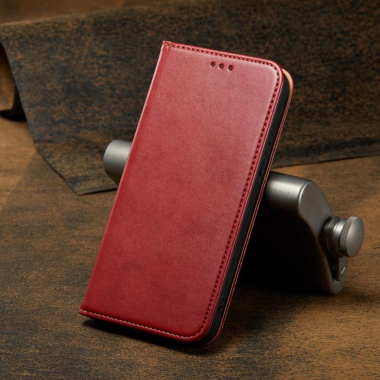 For iPhone 16e Fierre Shann PU Genuine Leather Texture Phone Case(Red)