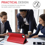For iPhone 16e Fierre Shann PU Genuine Leather Texture Phone Case(Red)