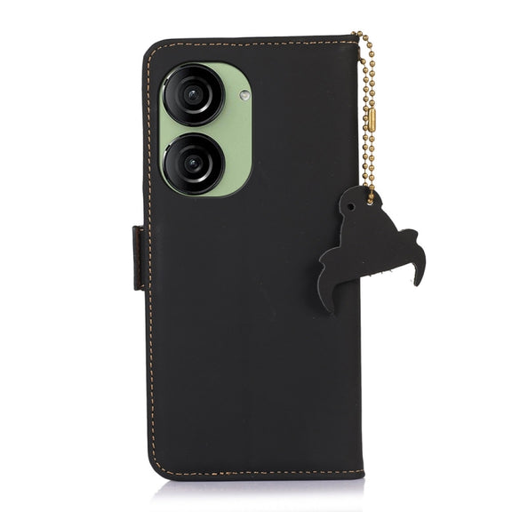 For Asus Zenfone 10 / Zenfone 9 Genuine Leather Magnetic RFID Leather Phone Case(Black)