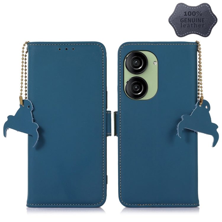 For Asus Zenfone 10 / Zenfone 9 Genuine Leather Magnetic RFID Leather Phone Case(Blue)