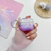 For AirPods Pro Transparent Glitter Bluetooth Earphone Protective Case(Purple)