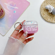 For AirPods Pro 2 Transparent Glitter Bluetooth Earphone Protective Case(Pink)