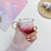 For AirPods 3 Transparent Glitter Bluetooth Earphone Protective Case(Red)