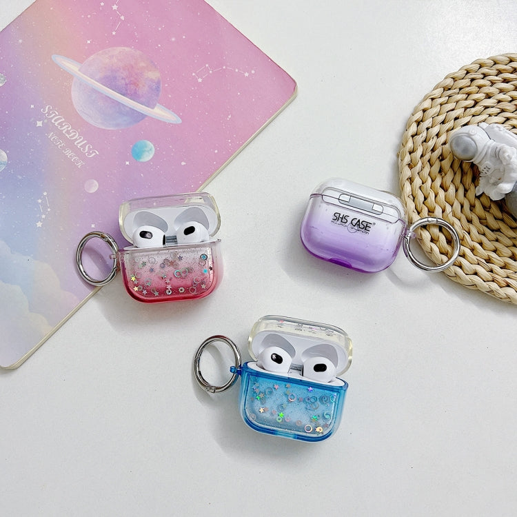 For AirPods 3 Transparent Glitter Bluetooth Earphone Protective Case(Pink)