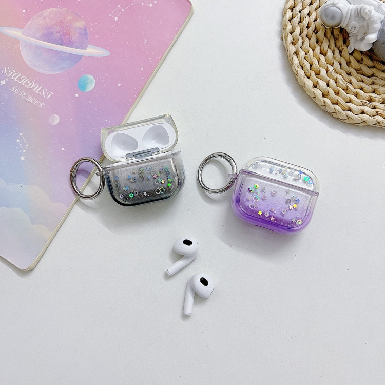 For AirPods 3 Transparent Glitter Bluetooth Earphone Protective Case(Red)