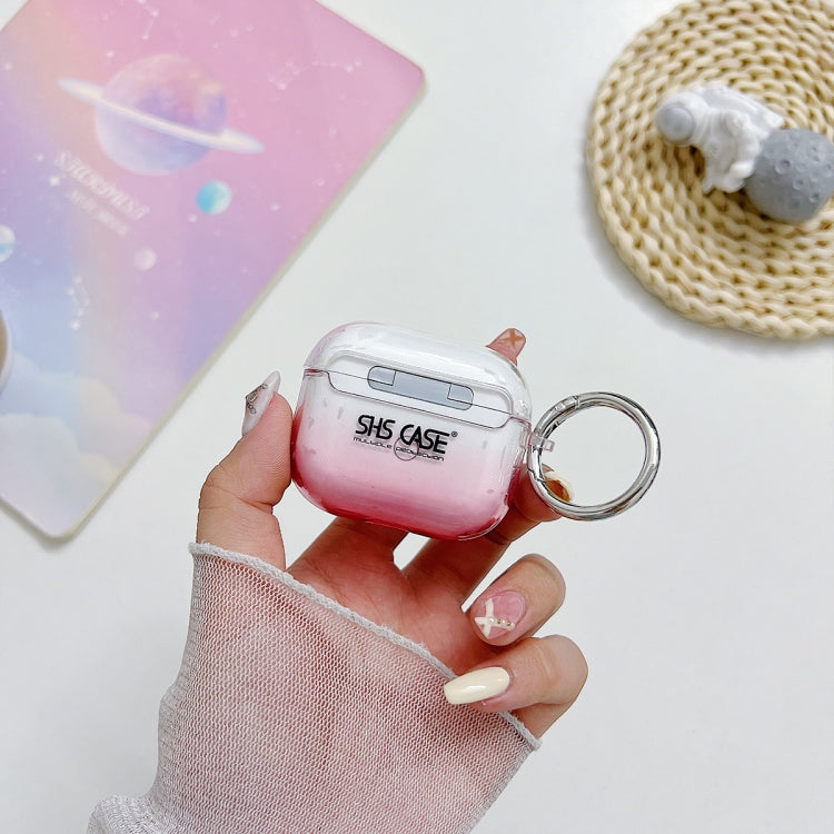 For AirPods Pro Transparent Glitter Bluetooth Earphone Protective Case(Pink)