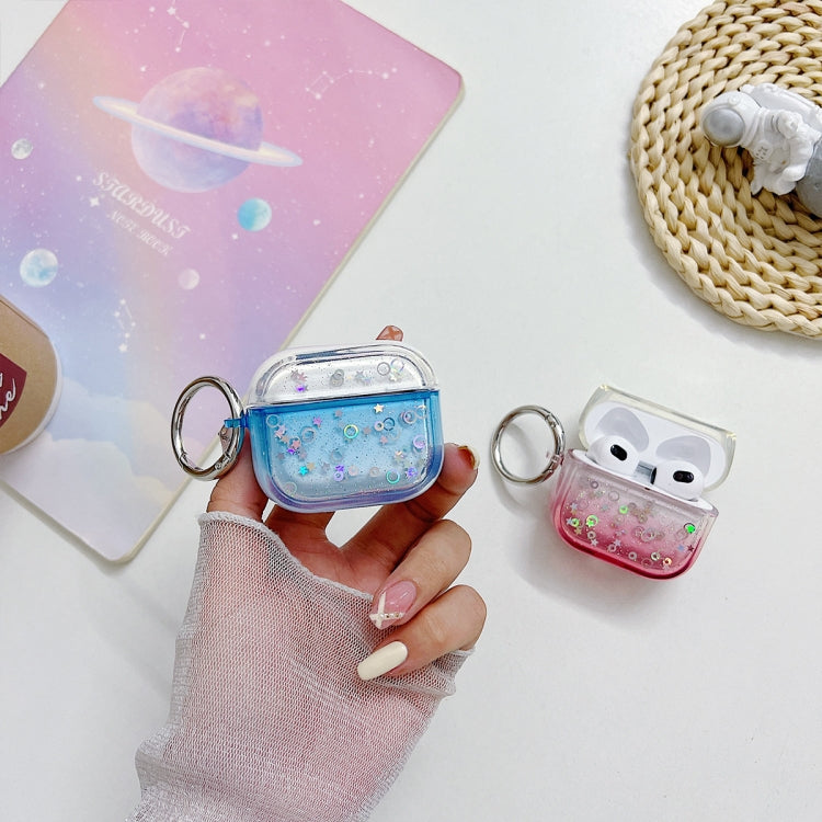 For AirPods Pro Transparent Glitter Bluetooth Earphone Protective Case(Sky Blue)