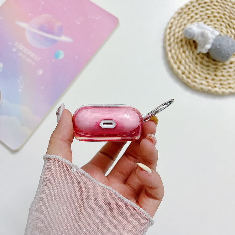 For AirPods Pro Transparent Glitter Bluetooth Earphone Protective Case(Red)