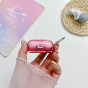 For AirPods Pro Transparent Glitter Bluetooth Earphone Protective Case(Red)