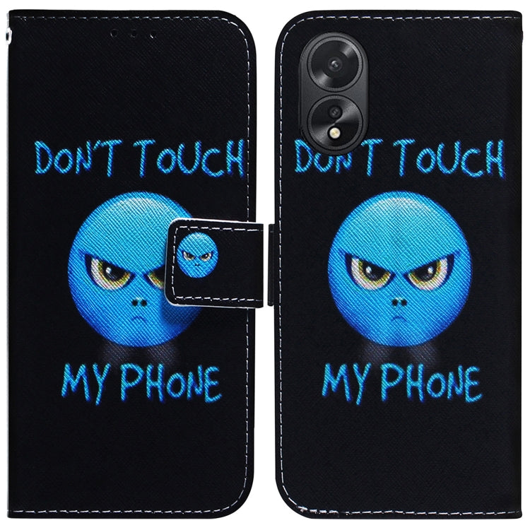 For OPPO A38 4G / A18 Coloured Drawing Flip Leather Phone Case(Anger)