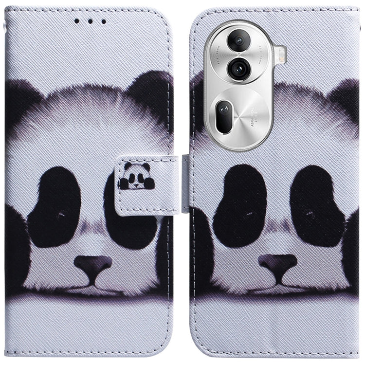 For OPPO Reno11 Pro Global Coloured Drawing Flip Leather Phone Case(Panda)